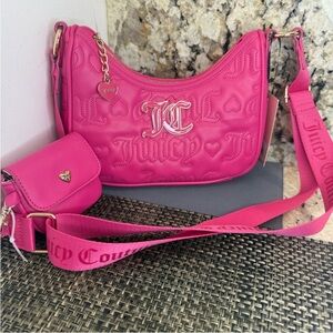 Juicy Couture NWT Pink Shoulder Bag with Pouch, 2 piece set
